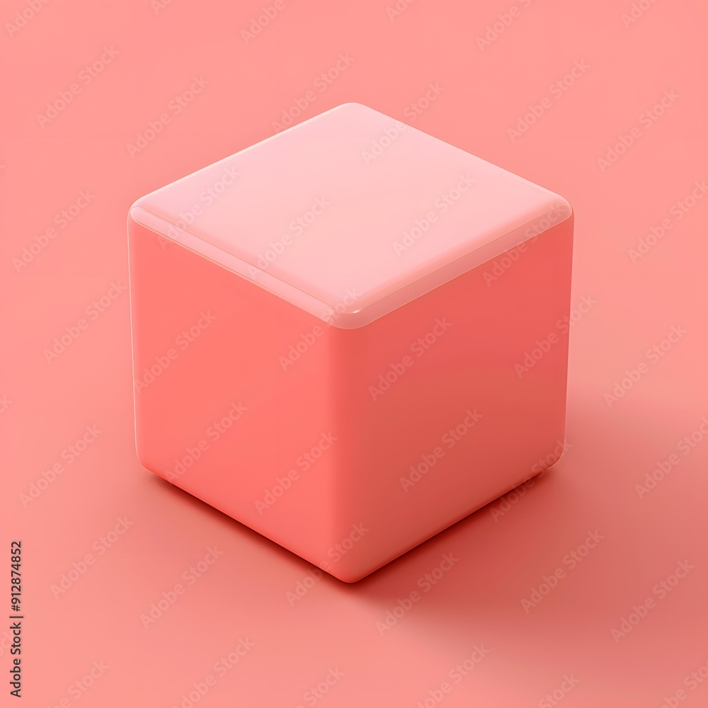 Fototapeta premium Pink Cube 3D Rendering On Pink Background