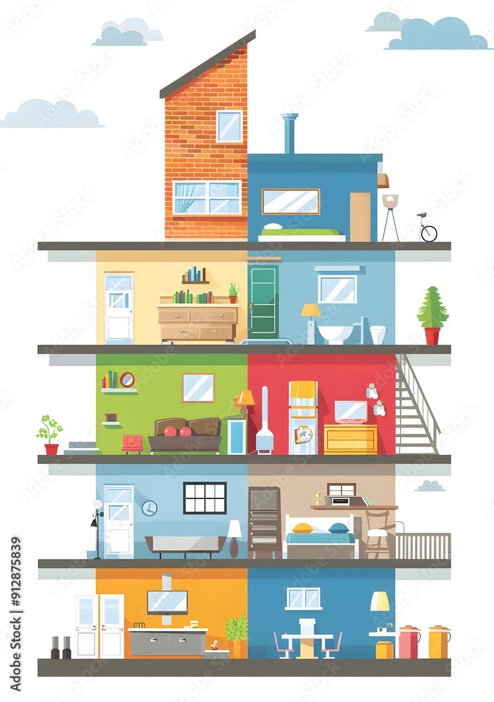 Cross Section of a Modern House Illustration Cross Section of a Modern House Illustration