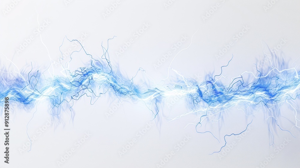 Obraz premium 1. Glowing electric arcs isolated on a pristine white background, capturing the raw power and beauty of electricity in mid-air