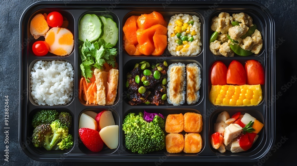 Vibrant and Balanced Bento Box Filled with Assorted Healthy Lunch Options Vibrant and Balanced Bento Box Filled with Assorted Healthy Lunch Options