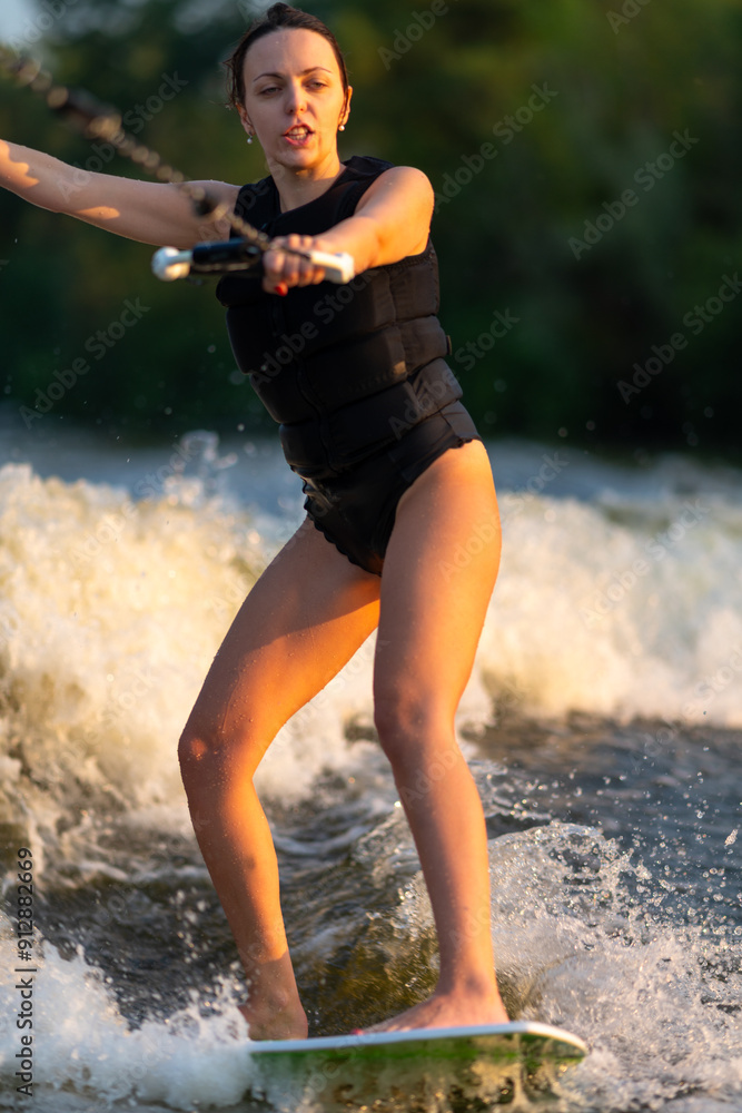 Training using a wakeboard.