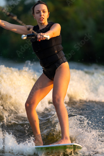 Obraz na płótnie Training using a wakeboard. w salonie