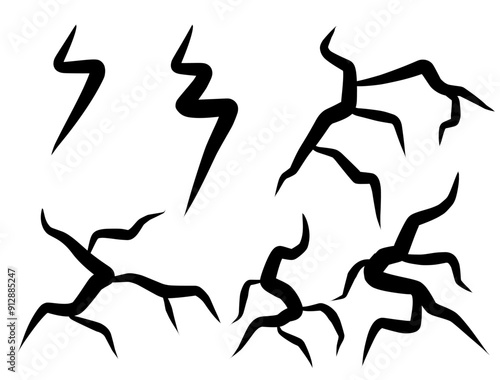 lightning silhouettes set. Elements for thunderstorm. Vector Graphic Elements Collection