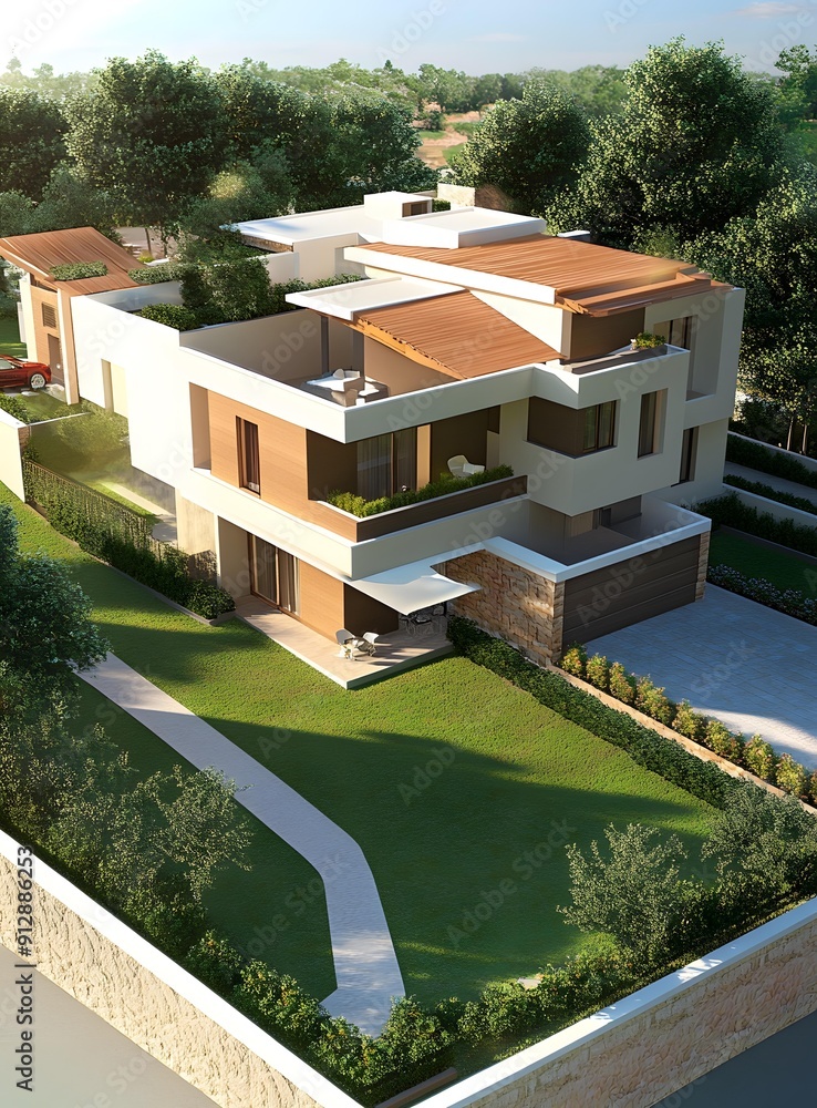 Modern House with a Beautiful Yard Modern House with a Beautiful Yard