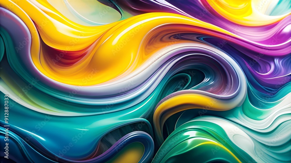 Colorful Fluid Swirl Art with Vibrant Yellow and Green Colors Colorful Fluid Swirl Art with Vibrant Yellow and Green Colors