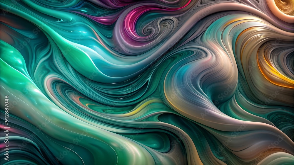 Abstract Fluid Art in Green and Teal Tones with Swirling Patterns Abstract Fluid Art in Green and Teal Tones with Swirling Patterns