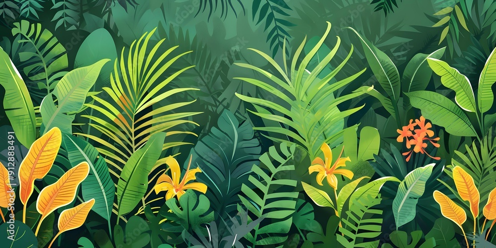 Tropical Leaves Illustration Background Design Tropical Leaves Illustration Background Design