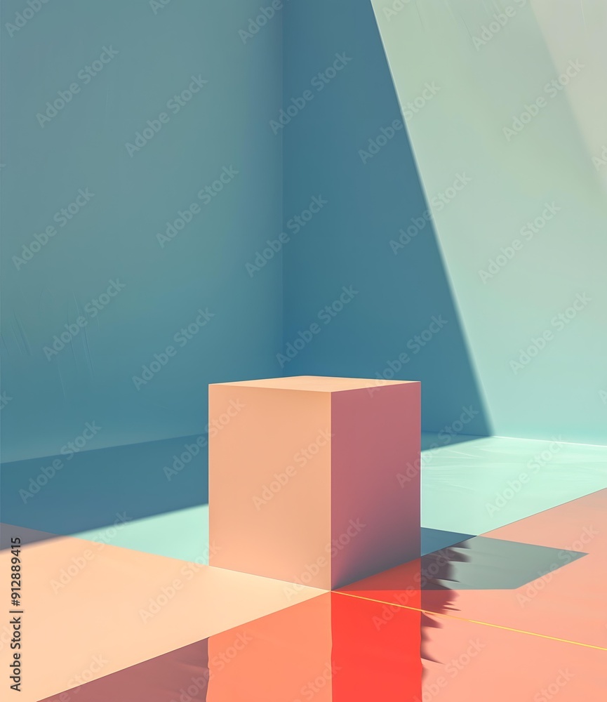 Minimalist Abstract 3D Cube Scene With Light And Shadows Minimalist Abstract 3D Cube Scene With Light And Shadows