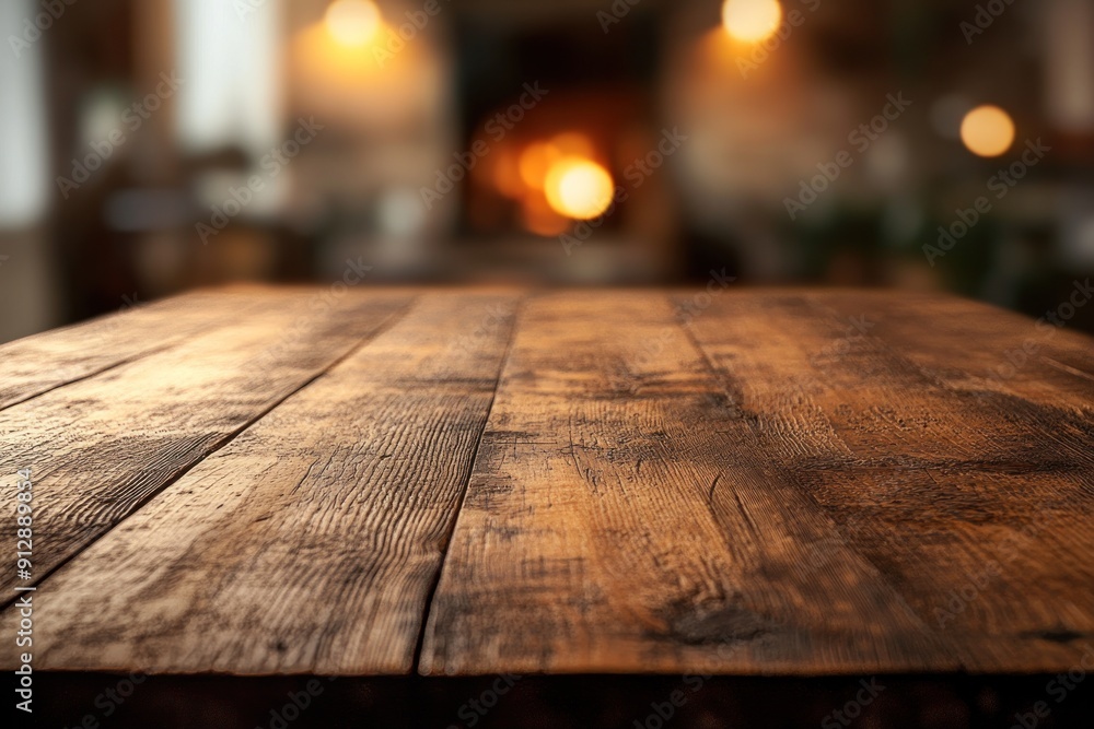 Close-up of a Wooden Tabletop with Blurred Background Close-up of a Wooden Tabletop with Blurred Background