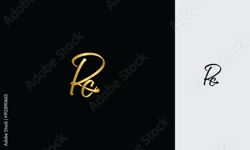 RC Initial letter luxury golden color,overlapping Shape Signature Monogram elegant monogram logo