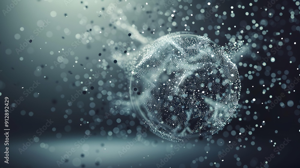 Abstract Digital Globe with Dots and Blur Background Abstract Digital Globe with Dots and Blur Background