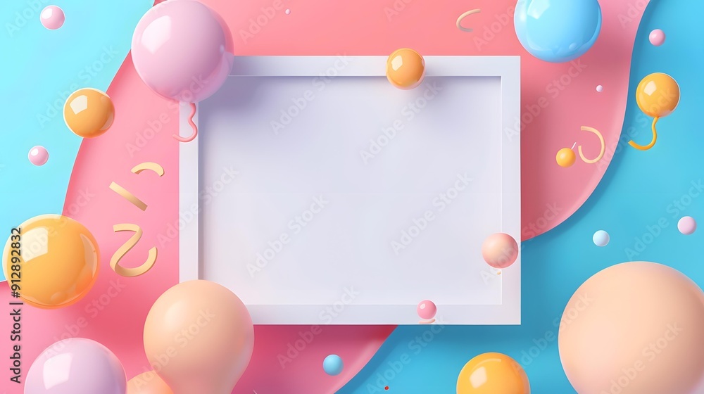 Abstract 3D Balloon Design Background With Frame Abstract 3D Balloon Design Background With Frame