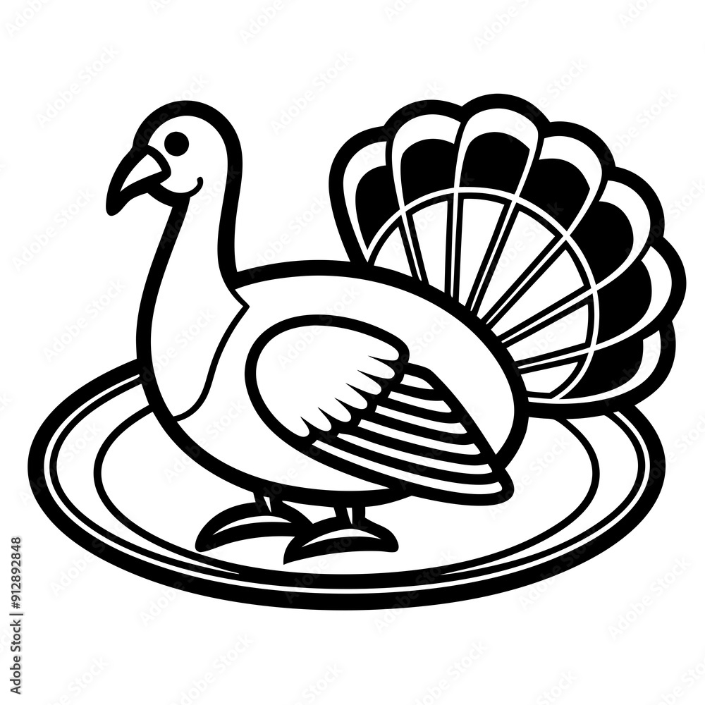 Turkey bird thin line icon, animal and farm, poultry sign, vector graphics Turkey bird thin line icon, animal and farm, poultry sign, vector graphics