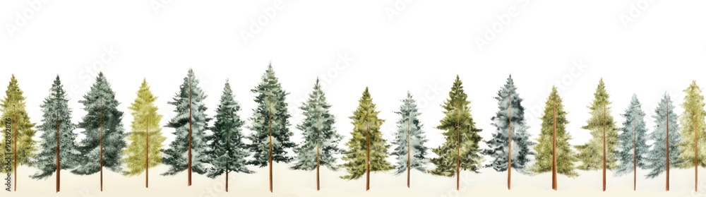 Obraz premium PNG Pine trees in snow panoramic outdoors nature.