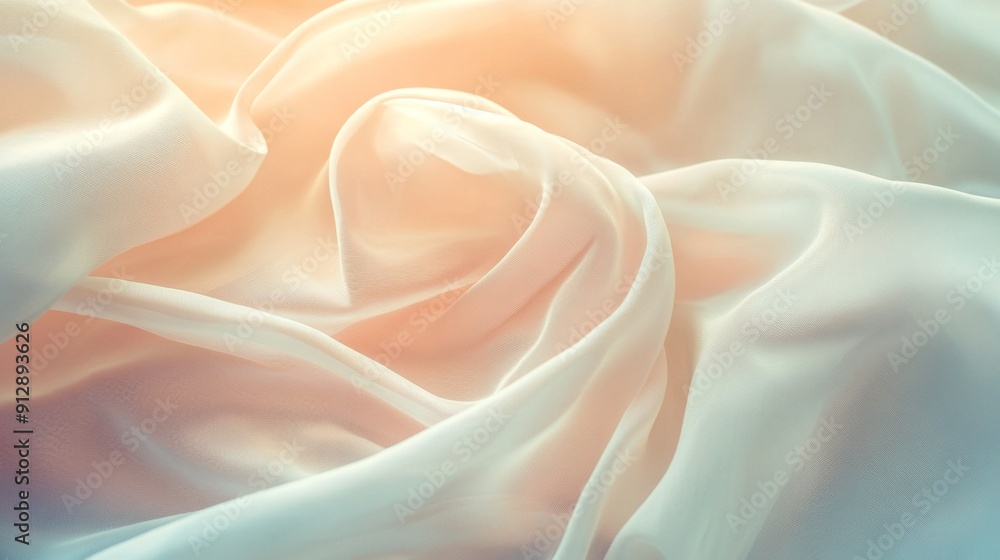 Fototapeta premium Close-up of soft, elegant fabric draping and flowing gently in a serene background.