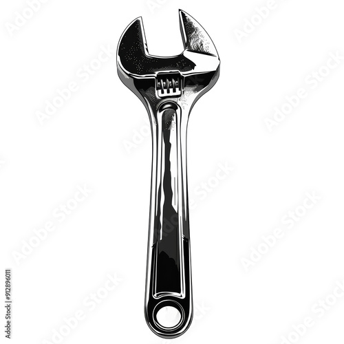 Wrench Tool Silhouette Isolated on Transparent or White Background, PNG