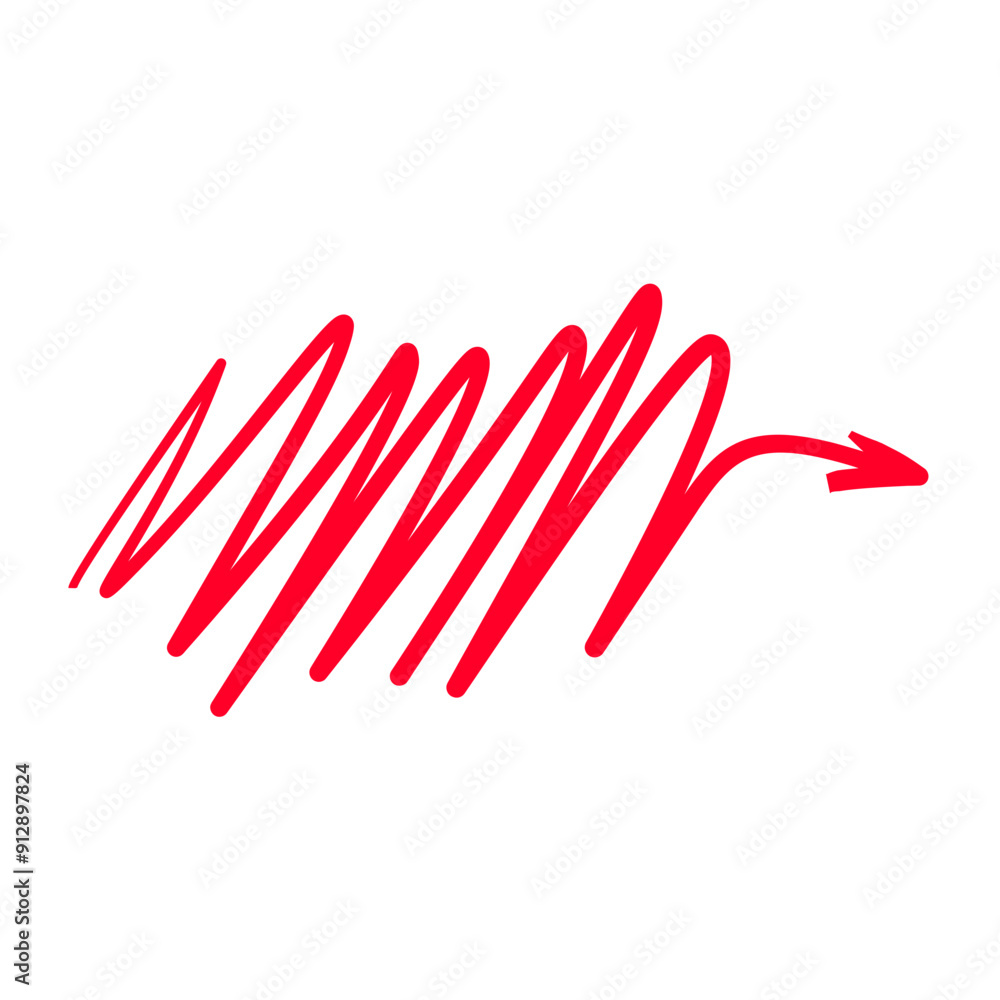 Red arrow line hand drawn Red arrow line hand drawn