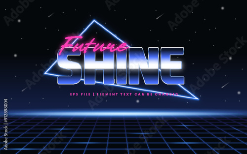 3D future shine text effect. editable text style with sci-fi and neon glow light theme