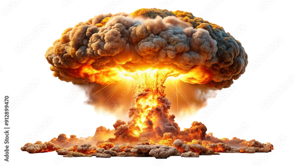 Nuclear Explosion and Mushroom Cloud on Transparent Background Nuclear Explosion and Mushroom Cloud on Transparent Background