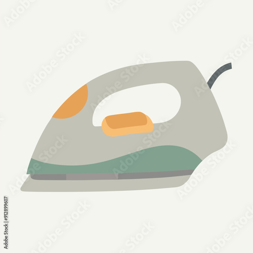 Steam Iron vector art illustration,a solid color steam clipart, isolated white background 