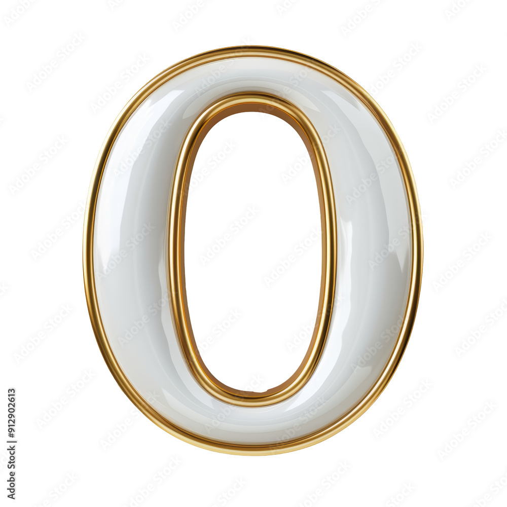 White Symbol with Gold Thin Vertical Straps Number 0 Isolated on Transparent or White Background, PNG White Symbol with Gold Thin Vertical Straps Number 0 Isolated on Transparent or White Background, PNG