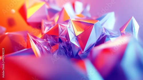 Dynamic 3D rendering with colorful, rotating polygonal shapes and an energetic feel.