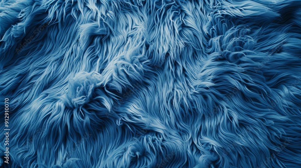 Fototapeta premium Close-up of fluffy blue background with texture waves