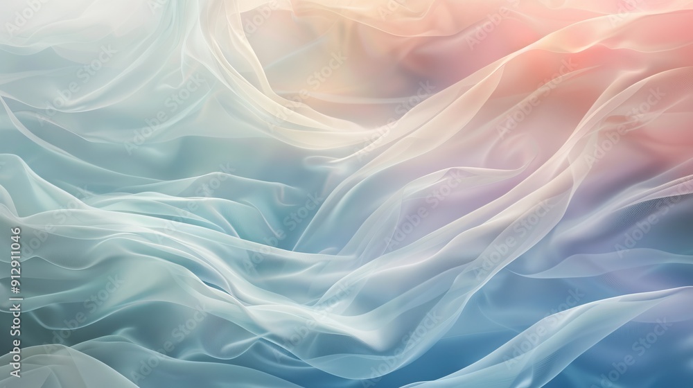 Fototapeta premium Translucent waves in vibrant pastel color palette