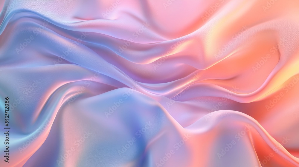 Obraz premium Elegant soft cloth in pastel colors flowing gracefully in the background with gentle folds and waves.