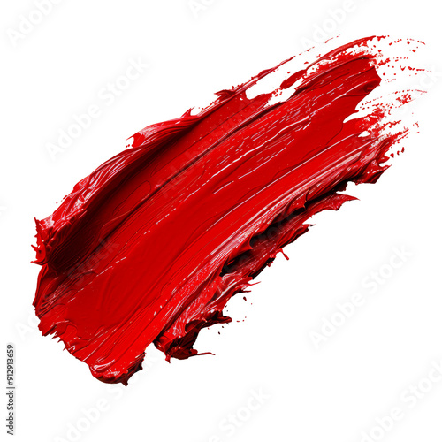 Red Lipstick Smudge Swatch Isolated on Transparent or White Background, PNG