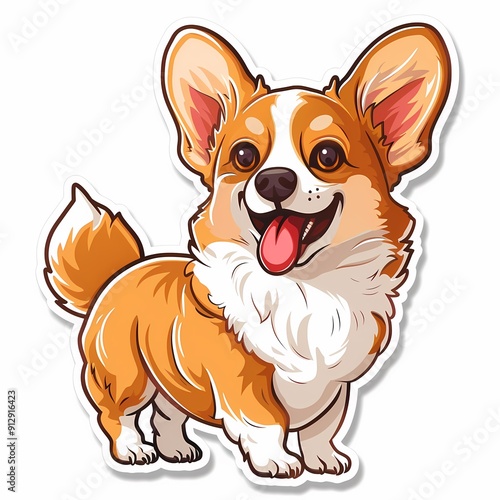 A cheerful and detailed digital illustration of a sitting corgi, perfect for various merchandise.