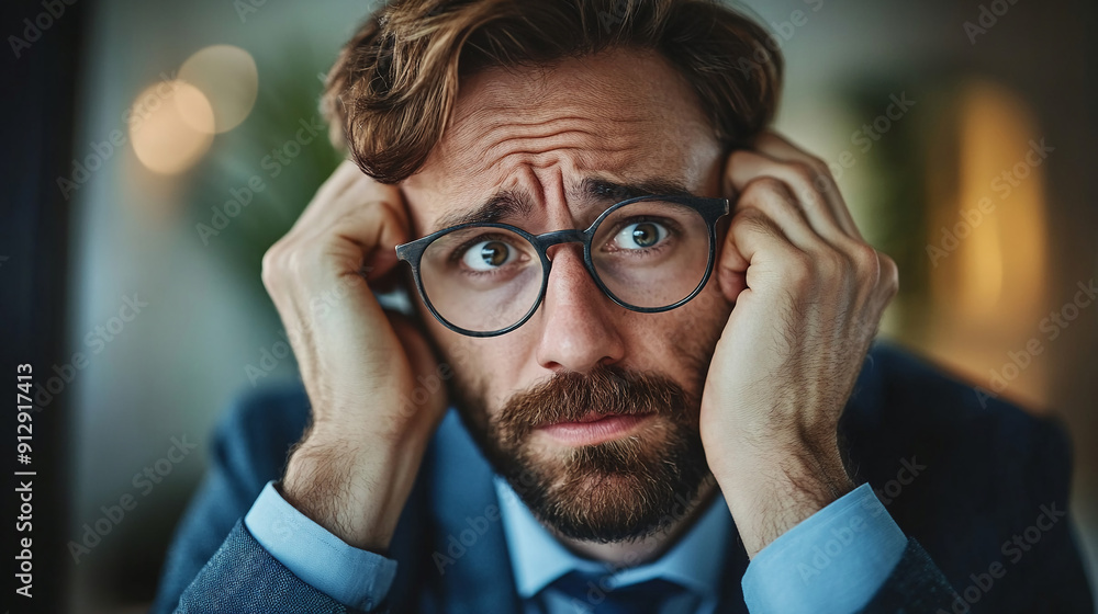 Business professional facing financial uncertainty Business professional facing financial uncertainty