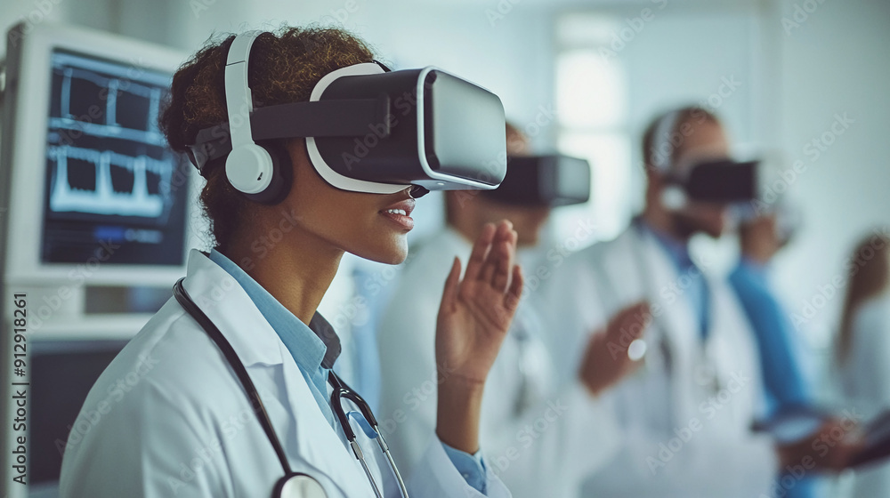 Doctors using virtual reality for medical training. Doctors using virtual reality for medical training.