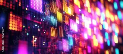 Wallpaper Mural Vibrant Abstract Mosaic Background Featuring Colorful LED Squares Dynamic Digital Pixel Grid Visualization 3D Rendered Multicolored Technology Texture Torontodigital.ca