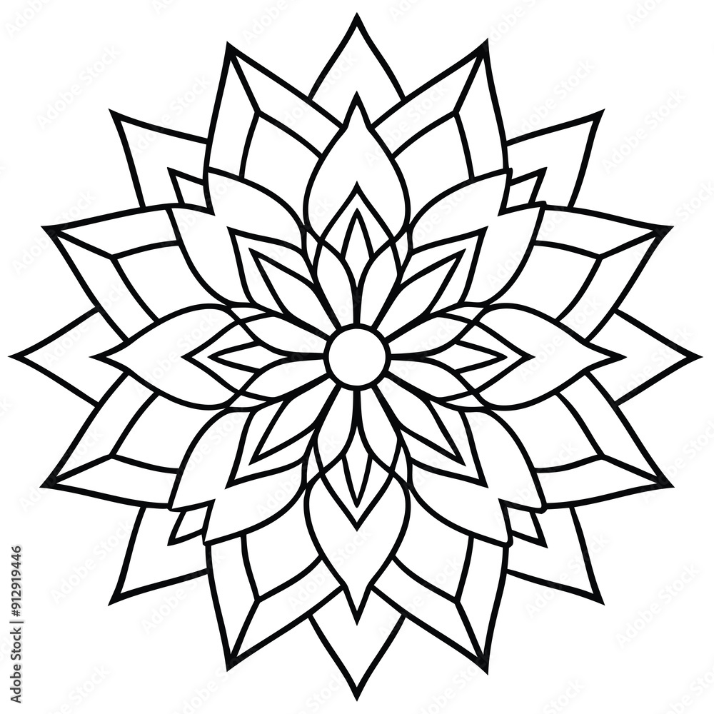 Obraz premium Mandala line art silhouette with white background