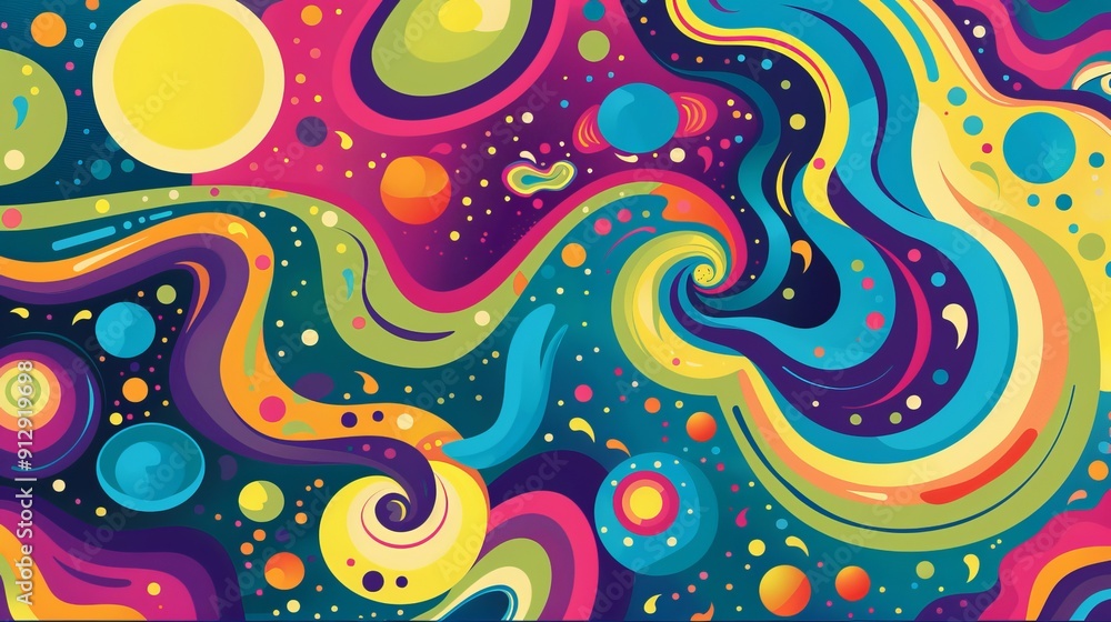 Cosmic abstract with planets and swirling patterns art. Cosmic abstract with planets and swirling patterns art.