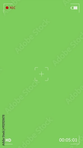 Mobile phone recording on green screen. Smartphone recorder screen.
