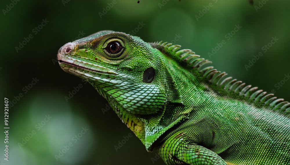 Obraz premium Green lizard. Animal and zoo concept. Exotic creature.