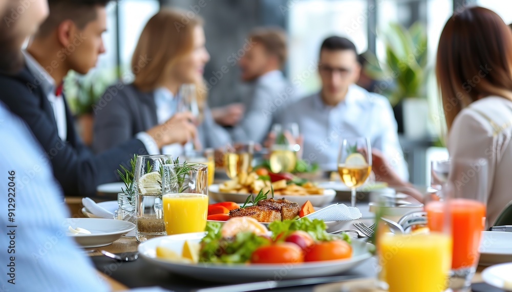Fototapeta premium Family having food enjoy in restaurant