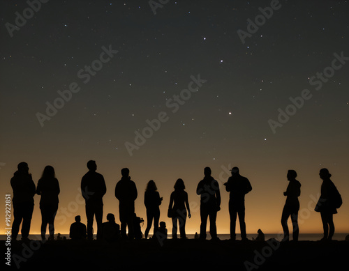 group of people, people on the beach, silhouettes of people