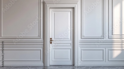 Wallpaper Mural Classic white door with elegant trim and polished hardware Torontodigital.ca