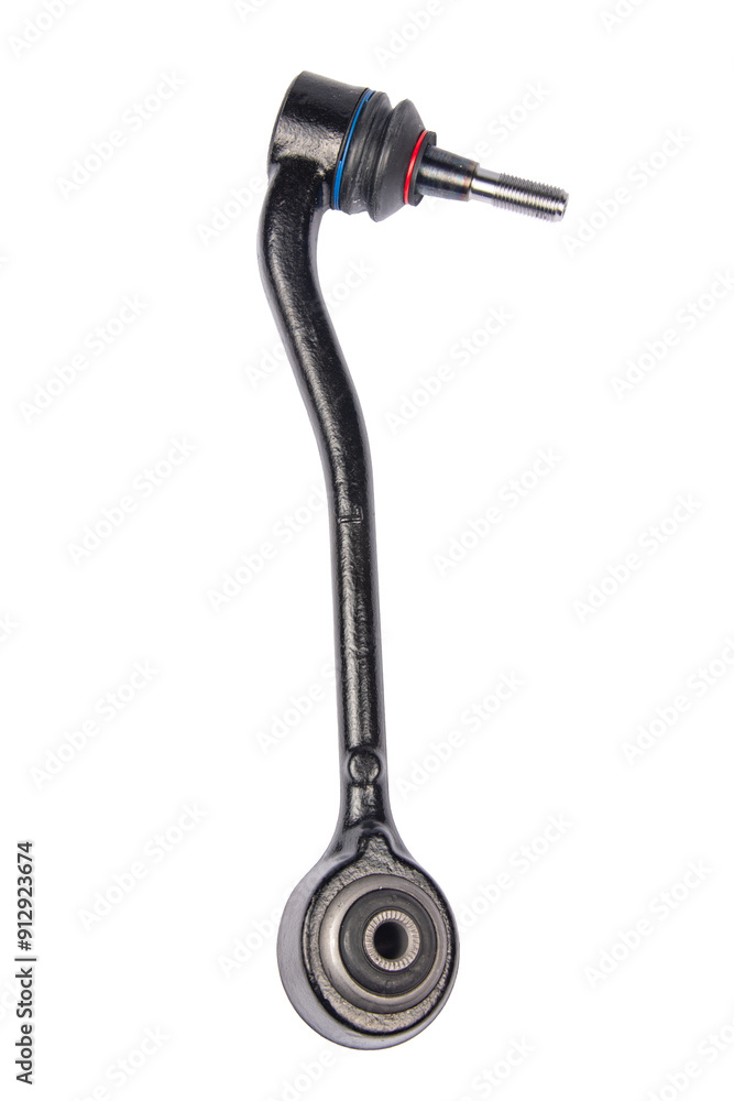 new suspension arm of a vehicle on a white background. New suspension lower control arm of a vehicle, isolated on white background new suspension arm of a vehicle on a white background. New suspension lower control arm of a vehicle, isolated on white background