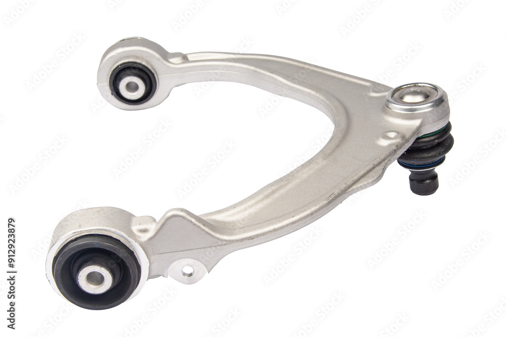 new suspension arm of a vehicle on a white background. New suspension lower control arm of a vehicle, isolated on white background new suspension arm of a vehicle on a white background. New suspension lower control arm of a vehicle, isolated on white background