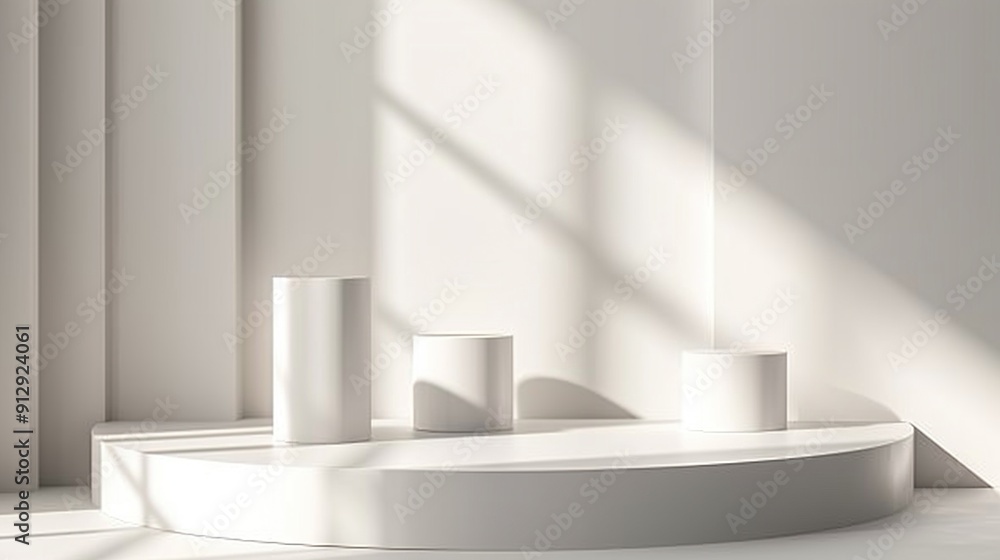 Minimalist White Cylindrical Podium in Sunlight Minimalist White Cylindrical Podium in Sunlight