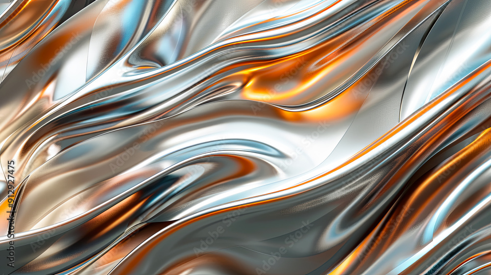 Abstract silver and gold liquid metal background smooth silky texture ...