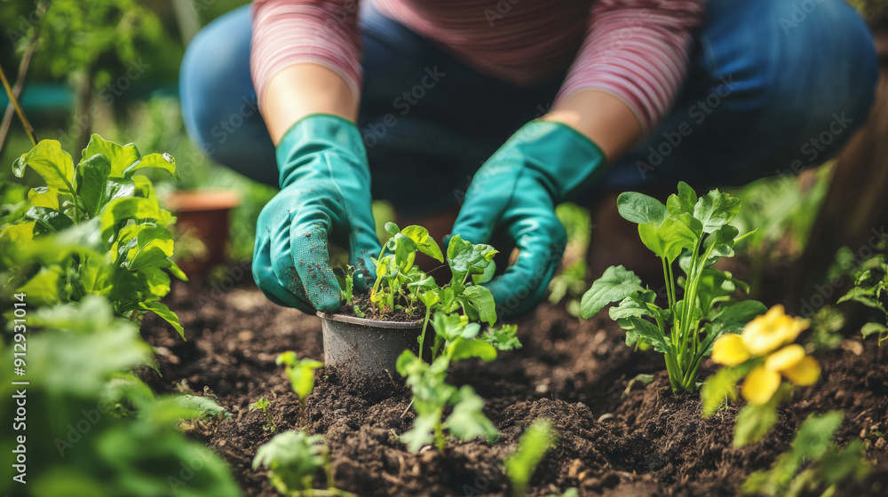 Fototapeta premium Celebrate Earth Day with creative gardening ideas!From planting seeds to watering plants, get your hands dirty and create a vibrant green space.