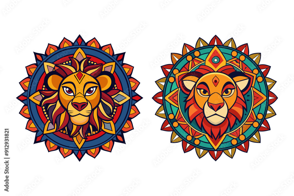 Obraz premium mandala lion king animal art 