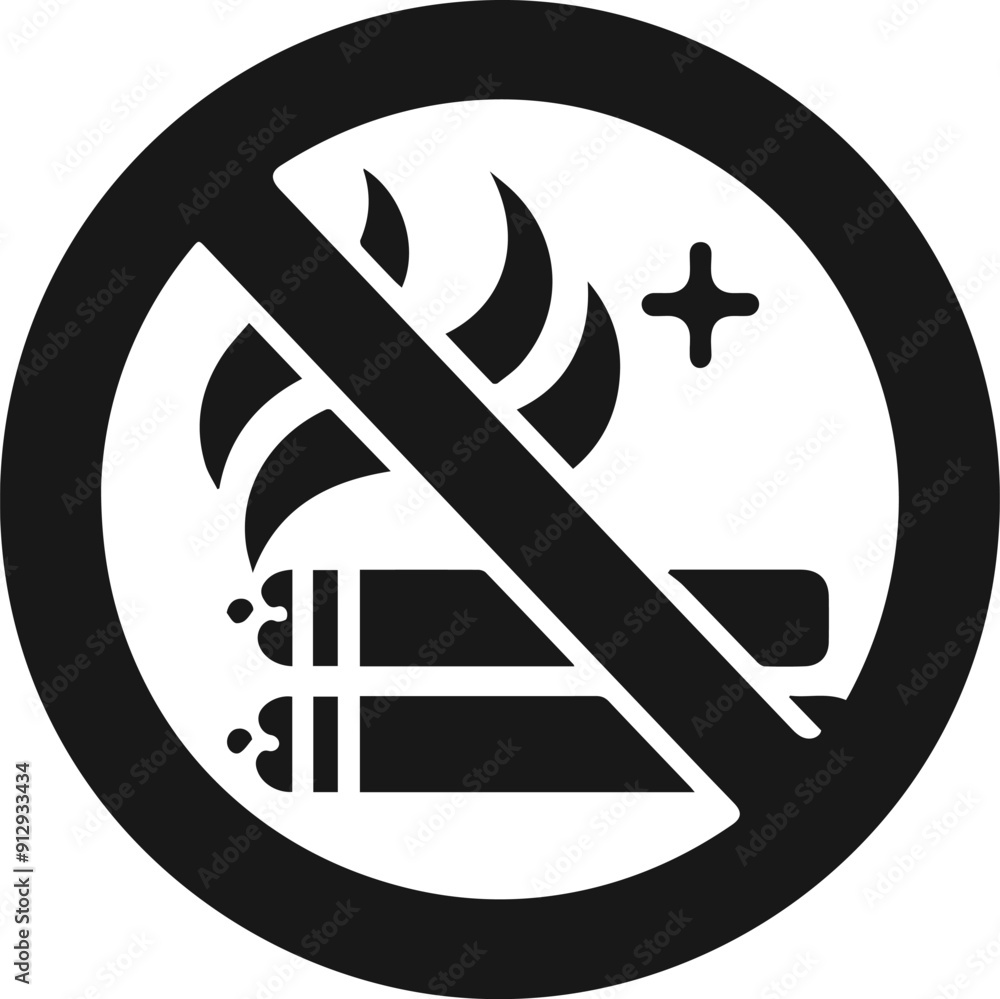 No Smoking Black Icon Symbol On Isolated White Background No Smoking Black Icon Symbol On Isolated White Background