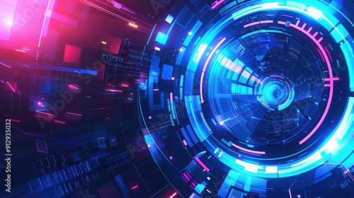 Abstract background with geometric shapes forming circular or spiral patterns, digital illustration