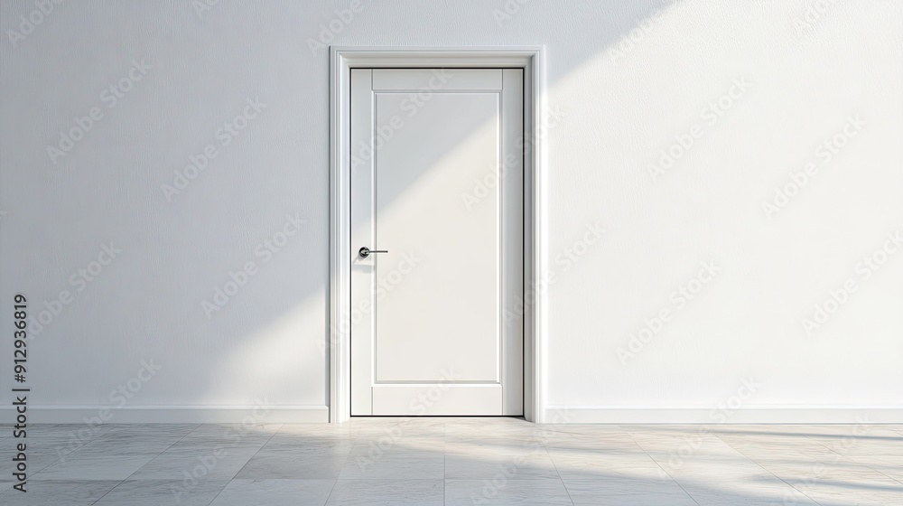 Modern white door with a simple design and minimal hardware Modern white door with a simple design and minimal hardware